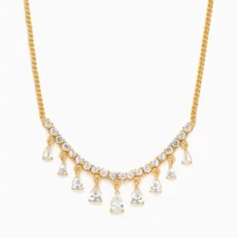 Anthropologie | TAI JEWELRY Dangling Crystal 14K Gold Plated Necklace
